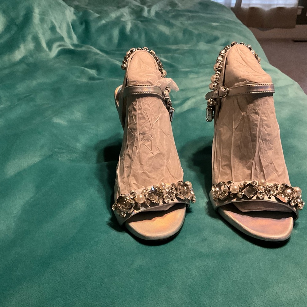 Karl Lagerfeld Silver Embellished Heels